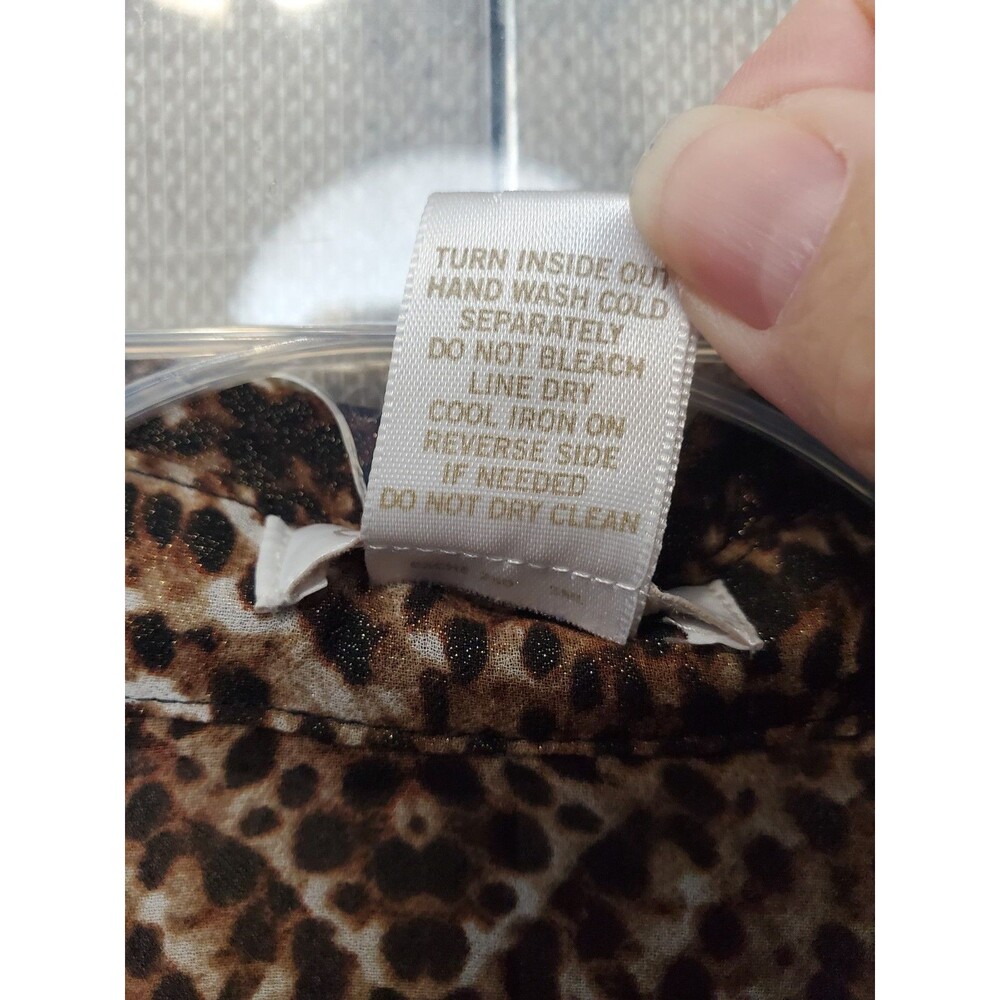 Cache Sheer Cheetah Print Long Sleeve Henley Neck… - image 4